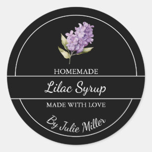 Enkel Homemade Lilac Syrup-etikett Runt Klistermärke