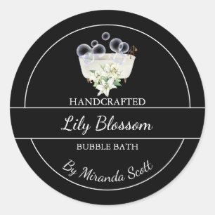 Enkel Homemade Lily Bubble Bath-etikett Runt Klistermärke