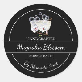 Enkel Homemade Magnolia Bubble Bath-etikett Runt Klistermärke