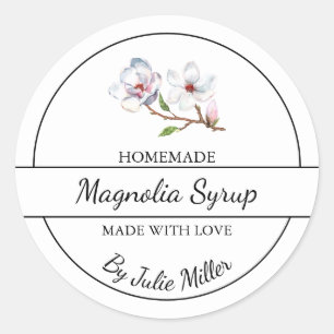 Enkel Homemade Magnolia Syrup-etikett Runt Klistermärke