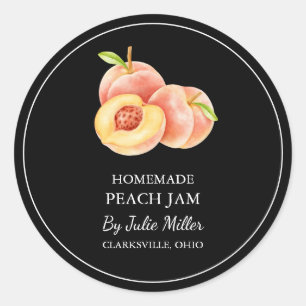 Enkel Homemade Peach Sylt-etikett Runt Klistermärke