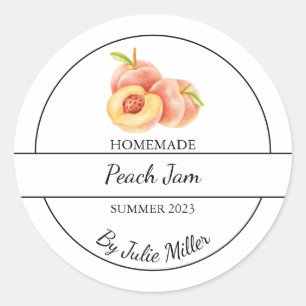Enkel Homemade Peach Sylt-etikett Runt Klistermärke