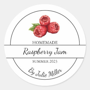 Enkel homemade Raspberry Sylt-etikett Runt Klistermärke