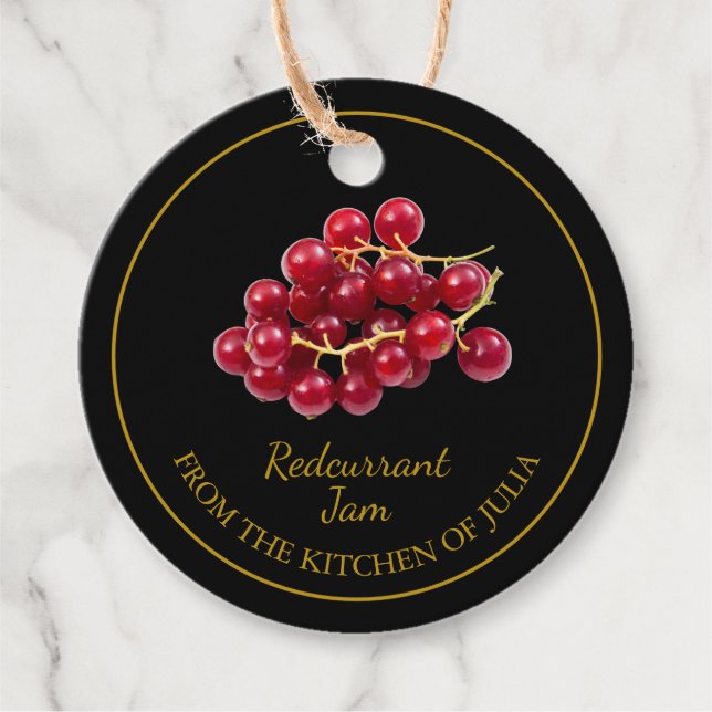 Enkel Homemade Redcurrant Sylt-Märkre Gåvor Etiketter (Framsida)