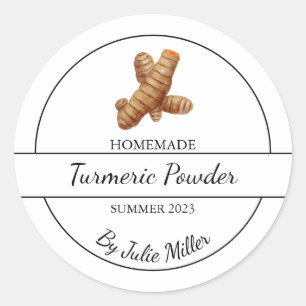 Enkel homemade Turmeric Powder-etikett Runt Klistermärke