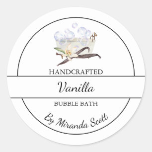 Enkel Homemade Vanilla Bubble Bath-etikett Runt Klistermärke