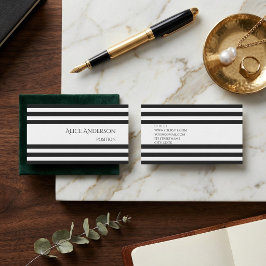 Enkel Höna Svart Vitt Randigt Geometrisk Visitkort