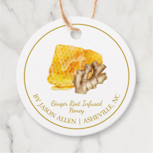 Enkel honeycomb Ginger Infused Honungshang Märkre Gåvor Etiketter
