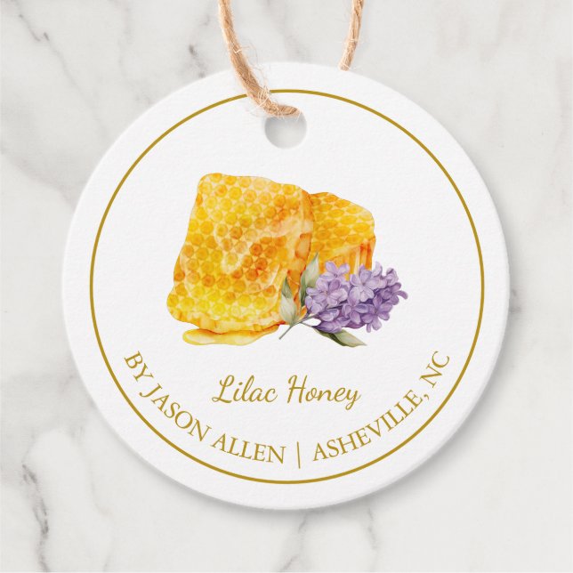 Enkel honeycomb Lilac Infused Honungshang Märkre Gåvor Etiketter (Framsida)
