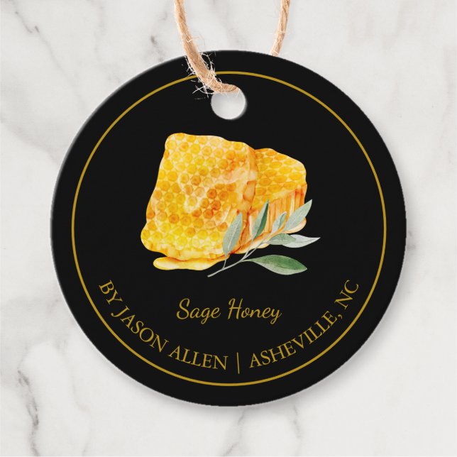 Enkel honeycomb Sage Infused honey Märkre Gåvor Etiketter (Framsida)