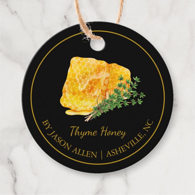 Enkel honeycomb Thyme Infused Honungshang Märkre Gåvor Etiketter (Framsida)