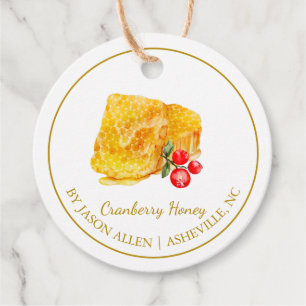 Enkel honeykomb Cranberry Infused Honungshang Märk Gåvor Etiketter