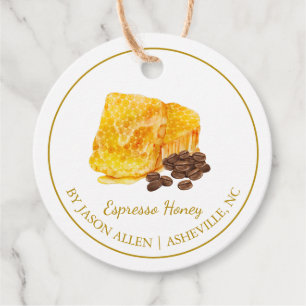 Enkel honeykomb Espresso Infused Honung Hopp Märkr Gåvor Etiketter