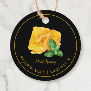 Enkel honeykomb Mint Infused Honungshang Märkre Gåvor Etiketter