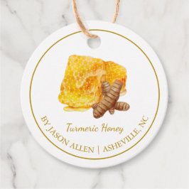 Enkel honeykomb Turmeric Infused Honungshang Märkr Gåvor Etiketter
