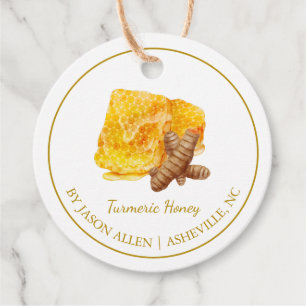 Enkel honeykomb Turmeric Infused Honungshang Märkr Gåvor Etiketter