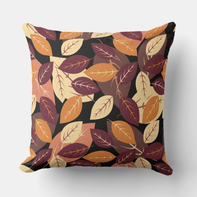 Enkel Höst löv Mörk Kudde (Framsida)
