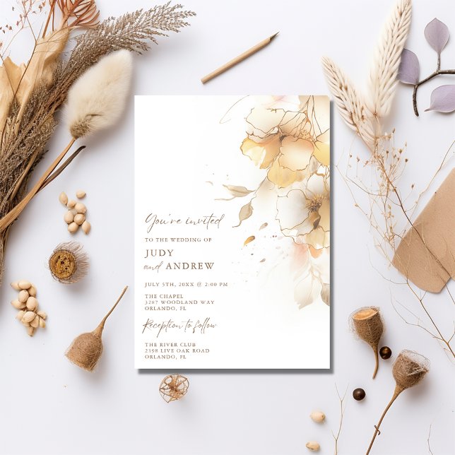 Enkel höstblommig bröllopsfest inbjudningar (Simple Fall Floral Wedding Invitation)