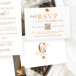 Enkel Höstlig Löv Rustik Höst Bröllop QR RSVP Tilläggskort