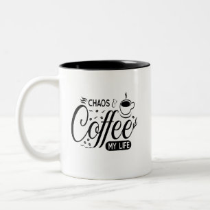 Enkel humor morgonkaos kaffe mitt liv djärv Två-Tonad mugg