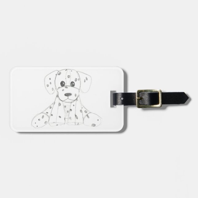 enkel hund doodle barn svart vit dalmatiner bagagebricka (Horisontell Framsida)