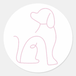 Enkel Hund kontur Runt Klistermärke