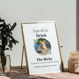 Enkel Hund namnteckning dricka bröllop pub Poster