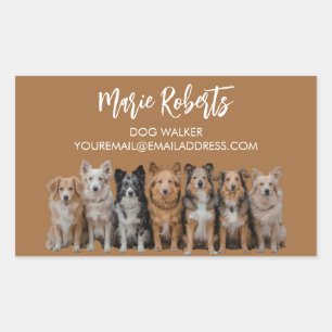 Enkel hundpromenerare / husdjursvakt tack-klisterm rektangulärt klistermärke