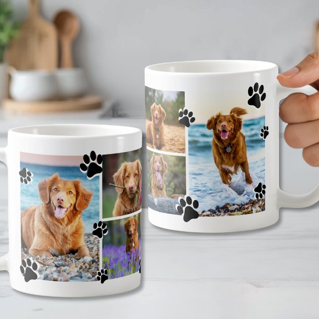 Enkel husdjursfoto med tassavtryck kaffemugg (Paw Print Simple Pet Photo Coffee Mug )
