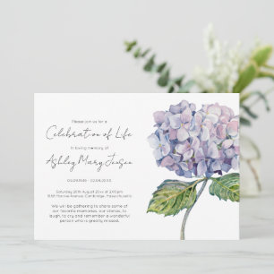 Enkel Hydrangea Celebration of Life Begravning Inbjudningar