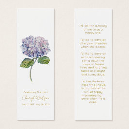 Enkel Hydrangea minnesmärke bokmärke Litet Visitkort