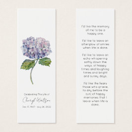 Enkel Hydrangea Sorgminnesbokmärke Litet Visitkort