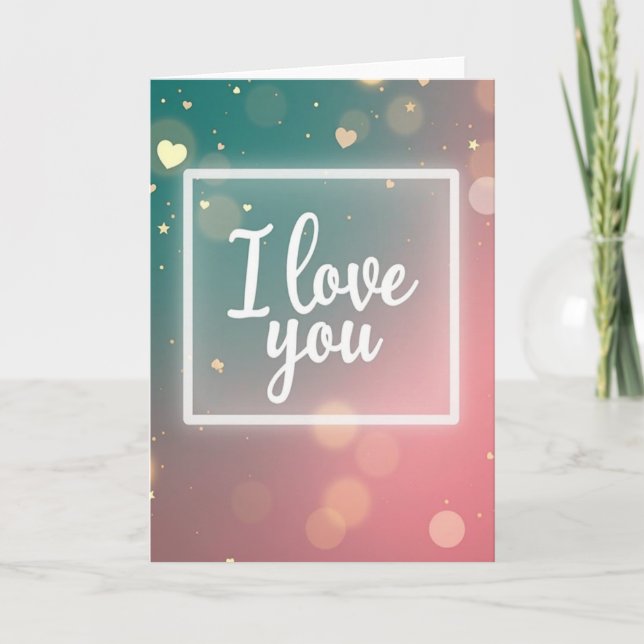 Enkel I Love You Glitterkort Kort (Framsida)