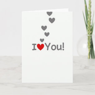 Enkel I Love You-kort med flytande hjärtan Kort