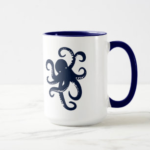 Enkel illustration av blå oktopus mugg