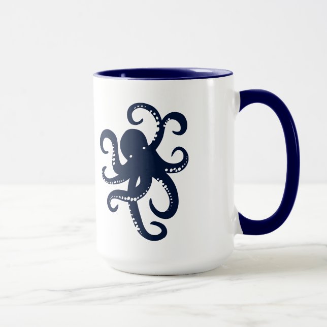 Enkel illustration av blå oktopus mugg (Höger)