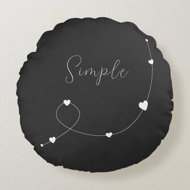 Enkel illustration med hjärtan i ett minimalistisk rund kudde (Framsidan)