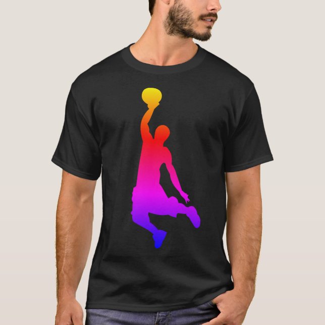 Enkel illustrerad Basketball Player-regnbåge T Shirt (Framsida)