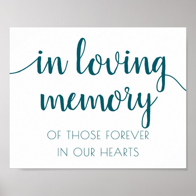 Enkel In Memoriam | Teal Aqua-minnesmärke Poster (Framsidan)