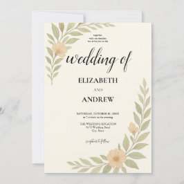 Enkel inbjudan till Blommigt för Söt-bröllop