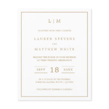 Enkel inbjudan till budgetbröllop i Guld i Antique