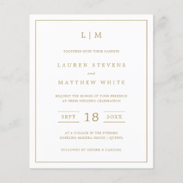 Enkel inbjudan till budgetbröllop i Guld i Antique