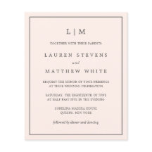 Enkel inbjudan till budgetbröllop om  Rosa Monogra