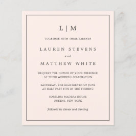 Enkel inbjudan till budgetbröllop om  Rosa Monogra