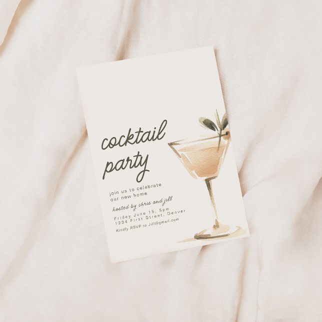 Enkel inbjudan till cocktailfest med drink (Skapare uppladdad)