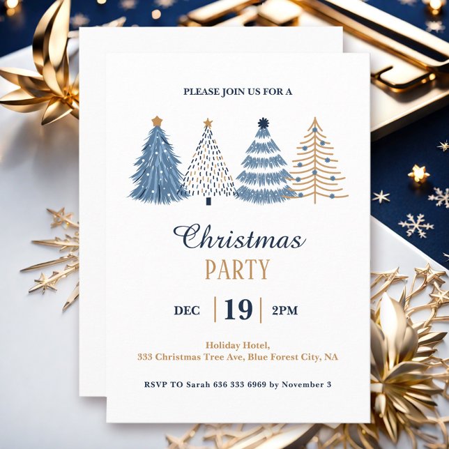 Enkel inbjudan till Corporate Blue-julfest (Simple Corporate Blue Christmas Party Invitation)