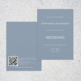 Enkel inbjudan till Dusty Blue QR Code Wedding