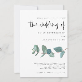 Enkel inbjudan till Eucalyptus Teal Wedding