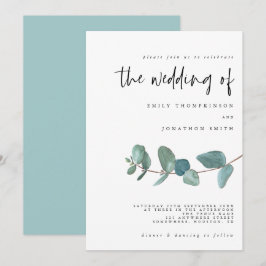 Enkel inbjudan till Eucalyptus Teal Wedding