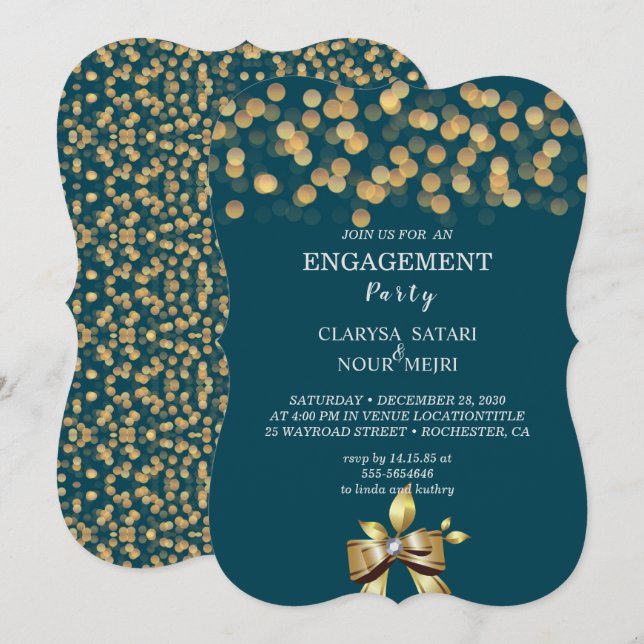 Enkel inbjudan till färglöst guld-bollar (Fram/baksida)